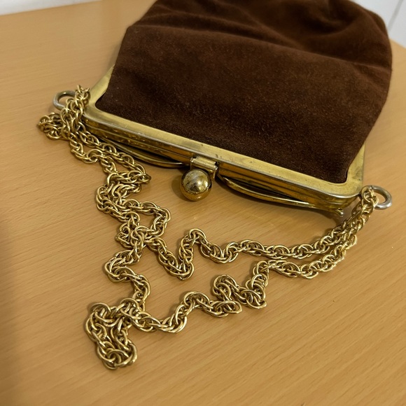 Triangle New York Vintage Suede Chain Handle Purse Evening Bag - Picture 4 of 7